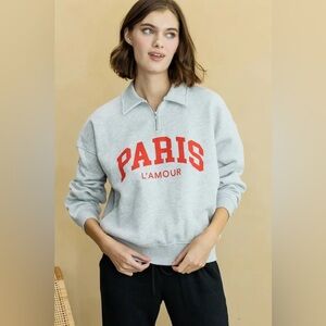 Chaser Paris L'Amour quarter-zip pullover sweatshirt